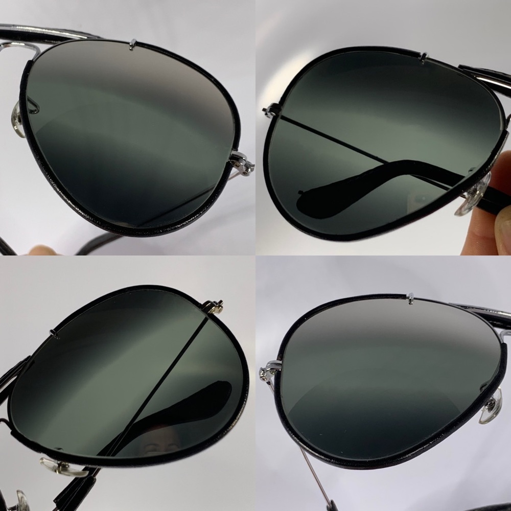 Vintage B&L Ray Ban 62mm Black Leather DGM Mirror Aviator Sunglasses - Picture 9 of 16